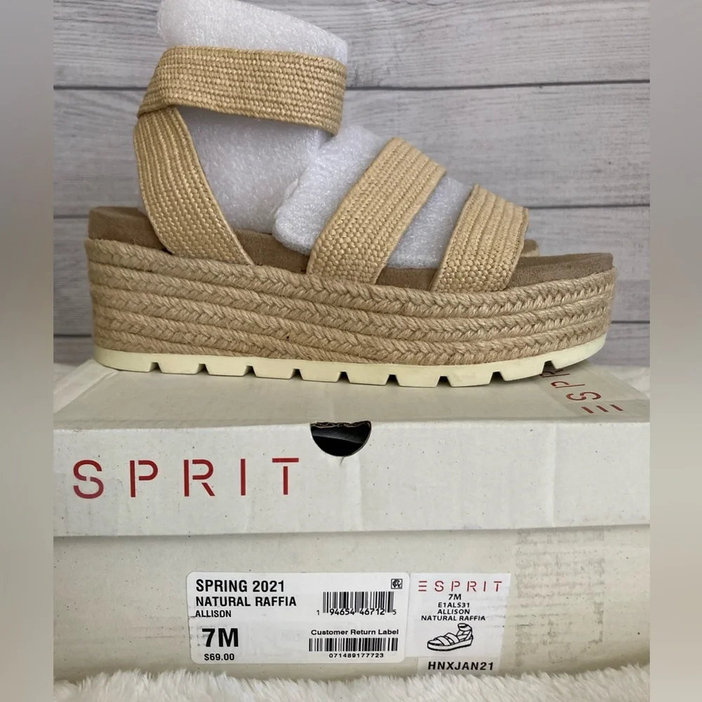 Esprit | NEW Allison Natural Raffia Platform Sandals
